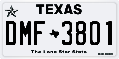 TX license plate DMF3801