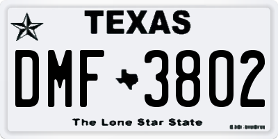 TX license plate DMF3802