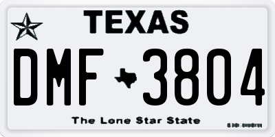 TX license plate DMF3804