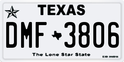 TX license plate DMF3806