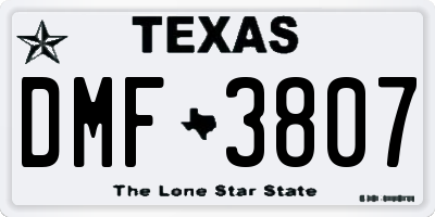 TX license plate DMF3807