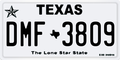 TX license plate DMF3809