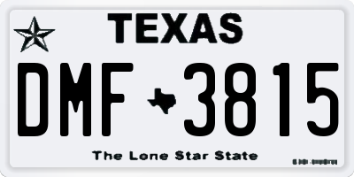 TX license plate DMF3815