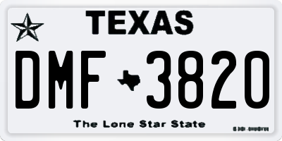 TX license plate DMF3820