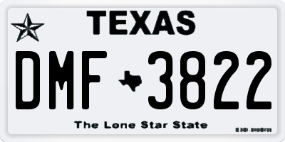 TX license plate DMF3822