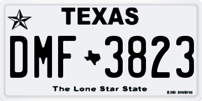 TX license plate DMF3823