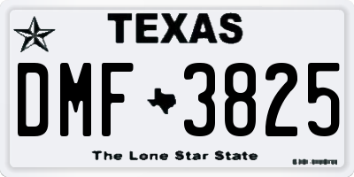 TX license plate DMF3825