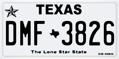TX license plate DMF3826