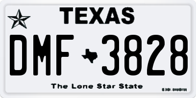 TX license plate DMF3828