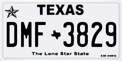 TX license plate DMF3829