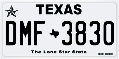TX license plate DMF3830