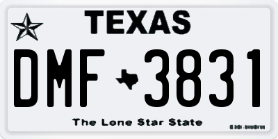 TX license plate DMF3831