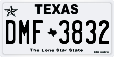 TX license plate DMF3832