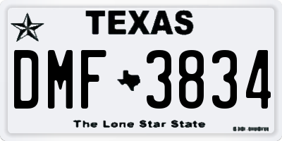TX license plate DMF3834