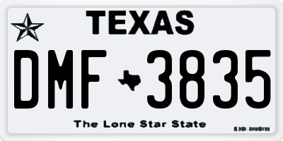 TX license plate DMF3835