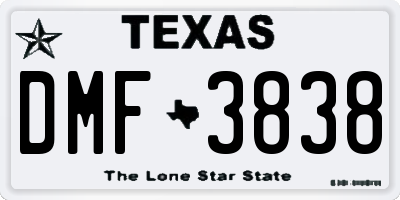 TX license plate DMF3838