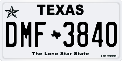 TX license plate DMF3840
