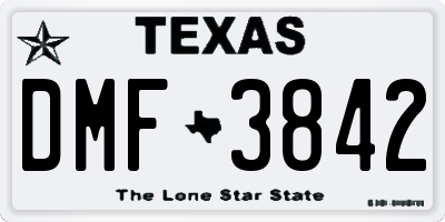 TX license plate DMF3842