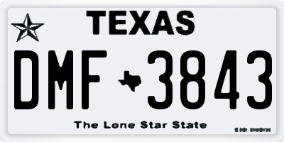 TX license plate DMF3843