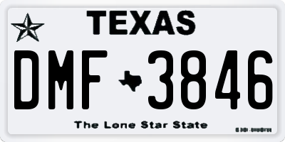 TX license plate DMF3846