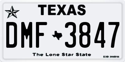TX license plate DMF3847