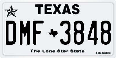 TX license plate DMF3848
