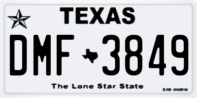 TX license plate DMF3849