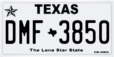 TX license plate DMF3850