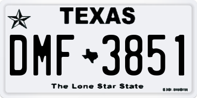 TX license plate DMF3851