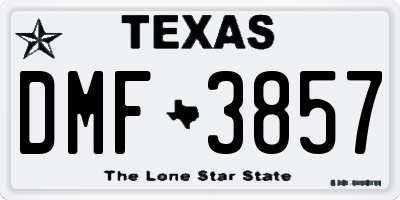TX license plate DMF3857