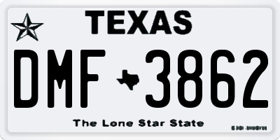 TX license plate DMF3862