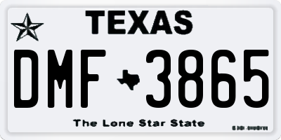 TX license plate DMF3865