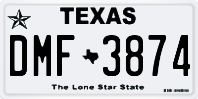 TX license plate DMF3874