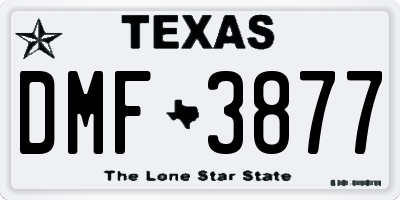 TX license plate DMF3877