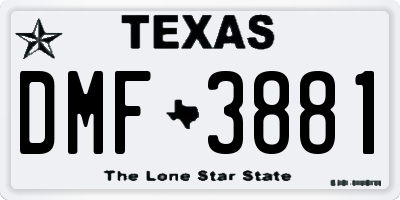 TX license plate DMF3881