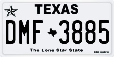 TX license plate DMF3885