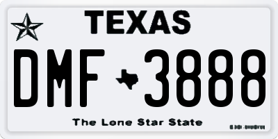TX license plate DMF3888
