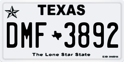 TX license plate DMF3892