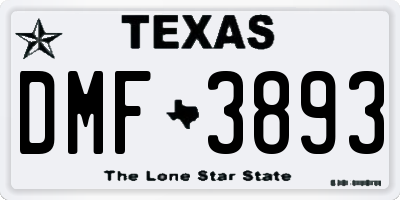 TX license plate DMF3893