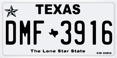 TX license plate DMF3916