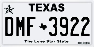 TX license plate DMF3922