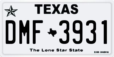 TX license plate DMF3931