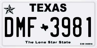 TX license plate DMF3981