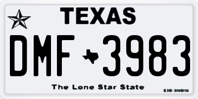 TX license plate DMF3983