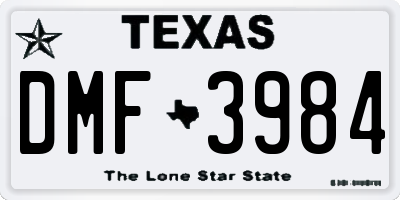 TX license plate DMF3984