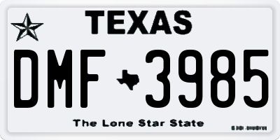 TX license plate DMF3985