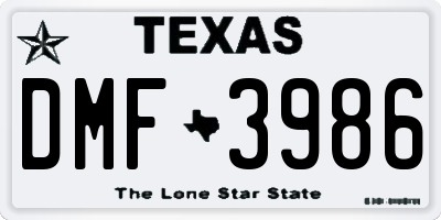 TX license plate DMF3986