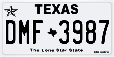 TX license plate DMF3987