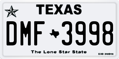 TX license plate DMF3998