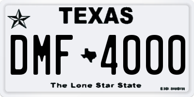 TX license plate DMF4000